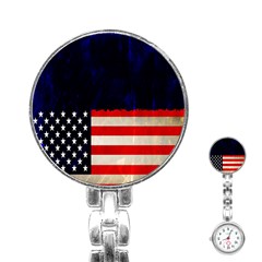Grunge American Flag Background Stainless Steel Nurses Watch by Nexatart