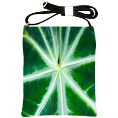 Green Leaf Macro Detail Shoulder Sling Bags by Nexatart