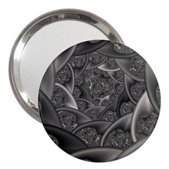 Fractal Black Ribbon Spirals 3  Handbag Mirrors by Nexatart