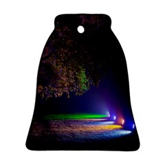 Illuminated Trees At Night Ornament (bell) by Nexatart