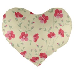 Seamless Flower Pattern Large 19  Premium Flano Heart Shape Cushions