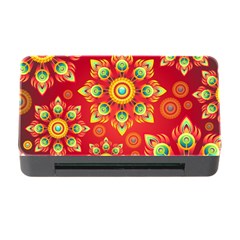 Red And Orange Floral Geometric Pattern Memory Card Reader With Cf