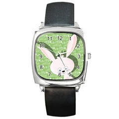 Easter Bunny  Square Metal Watch by Valentinaart