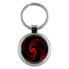 Red Fractal Spiral Key Chains (round)  by Nexatart