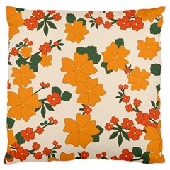 Vintage Floral Wallpaper Background In Shades Of Orange Large Cushion Case (one Side) by Nexatart