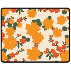 Vintage Floral Wallpaper Background In Shades Of Orange Double Sided Fleece Blanket (medium) 