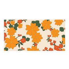 Vintage Floral Wallpaper Background In Shades Of Orange Satin Wrap by Nexatart
