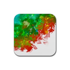 Digitally Painted Messy Paint Background Textur Rubber Square Coaster (4 Pack)  by Nexatart