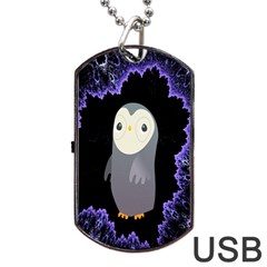 Fractal Image With Penguin Drawing Dog Tag Usb Flash (two Sides) by Nexatart