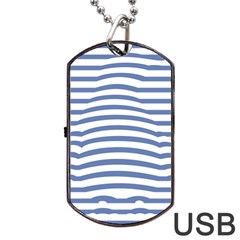 Animals Illusion Penguin Line Blue White Dog Tag Usb Flash (one Side) by Mariart