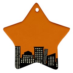 City Building Orange Star Ornament (two Sides) by Mariart