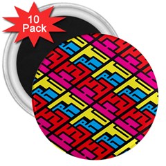 Color Red Yellow Blue Graffiti 3  Magnets (10 Pack)  by Mariart