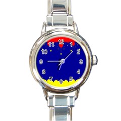 Critical Points Line Circle Red Blue Yellow Round Italian Charm Watch