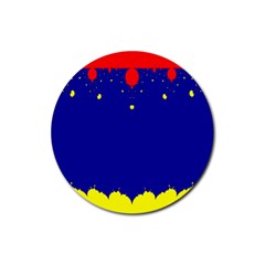 Critical Points Line Circle Red Blue Yellow Rubber Coaster (round) 