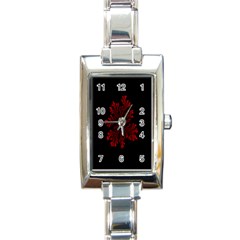 Dendron Diffusion Aggregation Flower Floral Leaf Red Black Rectangle Italian Charm Watch