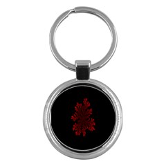 Dendron Diffusion Aggregation Flower Floral Leaf Red Black Key Chains (round)  by Mariart