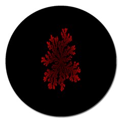 Dendron Diffusion Aggregation Flower Floral Leaf Red Black Magnet 5  (round) by Mariart