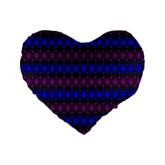 Diamond Alt Blue Purple Woven Fabric Standard 16  Premium Heart Shape Cushions