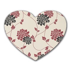 Flower Floral Black Pink Heart Mousepads by Mariart