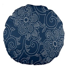Flower Floral Blue Rose Star Large 18  Premium Round Cushions by Mariart
