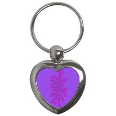 Dendron Diffusion Aggregation Flower Floral Leaf Red Purple Key Chains (heart) 