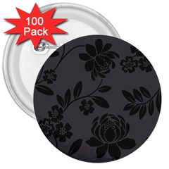 Flower Floral Rose Black 3  Buttons (100 Pack)  by Mariart