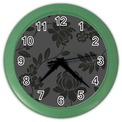 Flower Floral Rose Black Color Wall Clocks by Mariart