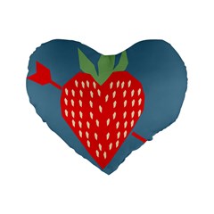 Fruit Red Strawberry Standard 16  Premium Flano Heart Shape Cushions