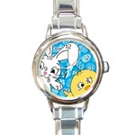 Easter bunny and chick  Round Italian Charm Watch Front