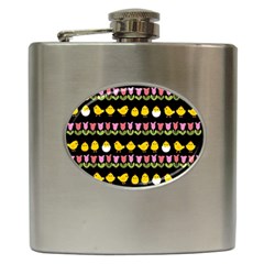Easter - Chick And Tulips Hip Flask (6 Oz) by Valentinaart
