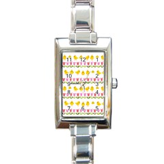 Easter - Chick And Tulips Rectangle Italian Charm Watch by Valentinaart
