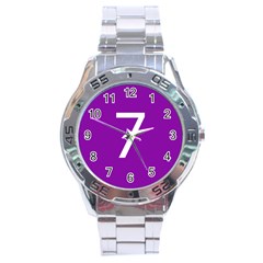 Number 7 Purple Stainless Steel Analogue Watch