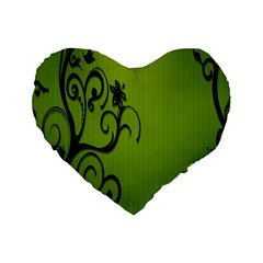 Illustration Wallpaper Barbusak Leaf Green Standard 16  Premium Flano Heart Shape Cushions by Mariart