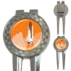 Rocket Space Ship Orange 3-in-1 Golf Divots by Mariart