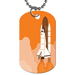 Rocket Space Ship Orange Dog Tag (two Sides)