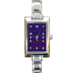 Split Diamond Blue Purple Woven Fabric Rectangle Italian Charm Watch