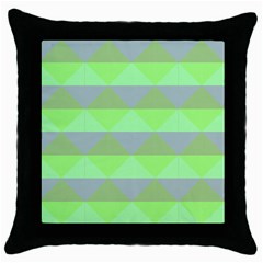 Squares Triangel Green Yellow Blue Throw Pillow Case (black) by Mariart
