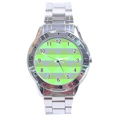 Squares Triangel Green Yellow Blue Stainless Steel Analogue Watch by Mariart