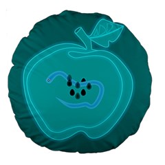 Xray Worms Fruit Apples Blue Large 18  Premium Round Cushions by Mariart