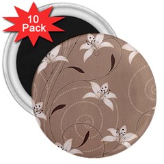 Star Flower Floral Grey Leaf 3  Magnets (10 Pack)  by Mariart