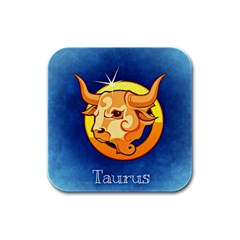 Zodiac Taurus Rubber Square Coaster (4 Pack)  by Mariart