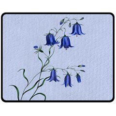Floral Blue Bluebell Flowers Watercolor Painting Double Sided Fleece Blanket (medium) 