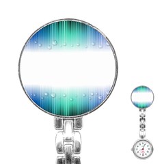 Blue Stripe With Water Droplets Stainless Steel Nurses Watch by Nexatart