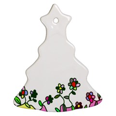 Floral Border Cartoon Flower Doodle Christmas Tree Ornament (two Sides) by Nexatart