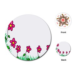 Floral Doodle Flower Border Cartoon Playing Cards (round)  by Nexatart