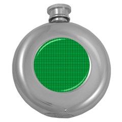 Pattern Green Background Lines Round Hip Flask (5 Oz) by Nexatart