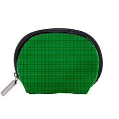 Pattern Green Background Lines Accessory Pouches (small)  by Nexatart