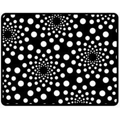 Dot Dots Round Black And White Double Sided Fleece Blanket (medium) 