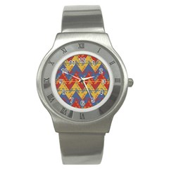 Aztec Traditional Ethnic Pattern Stainless Steel Watch by Nexatart