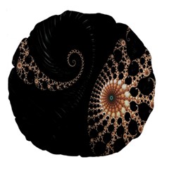 Fractal Black Pearl Abstract Art Large 18  Premium Flano Round Cushions by Nexatart